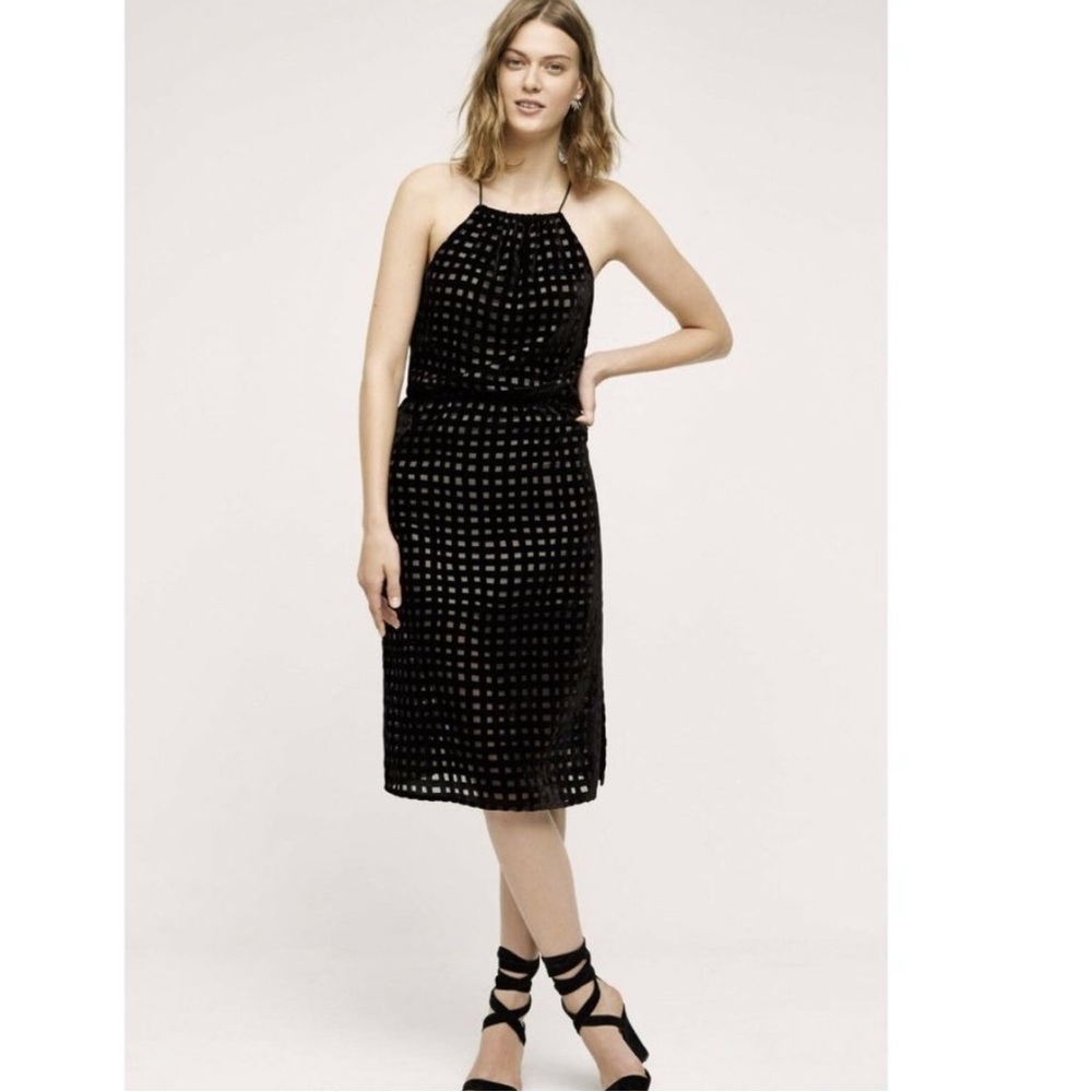 Anthropologie Velvet Halter Midi Dress